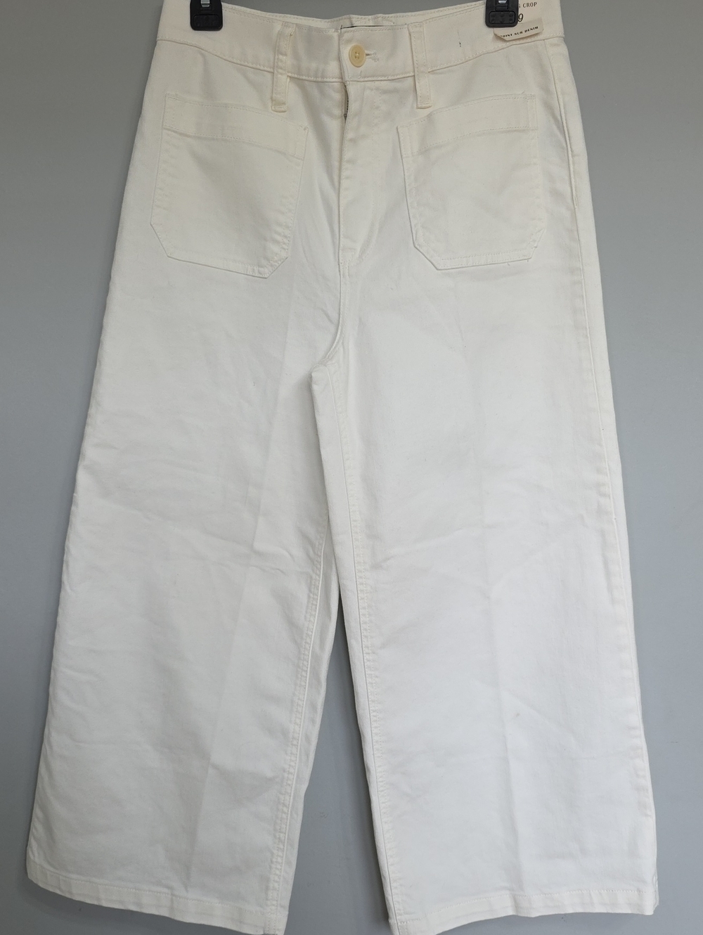 High-Rise Wide-Leg Cream Cotton Trousers